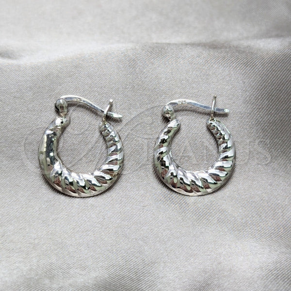 Sterling Silver Small Hoop, Twist and Hollow Design, Polished, Silver Finish, 02.401.0085.22
