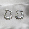 Sterling Silver Small Hoop, Twist and Hollow Design, Polished, Silver Finish, 02.401.0085.22