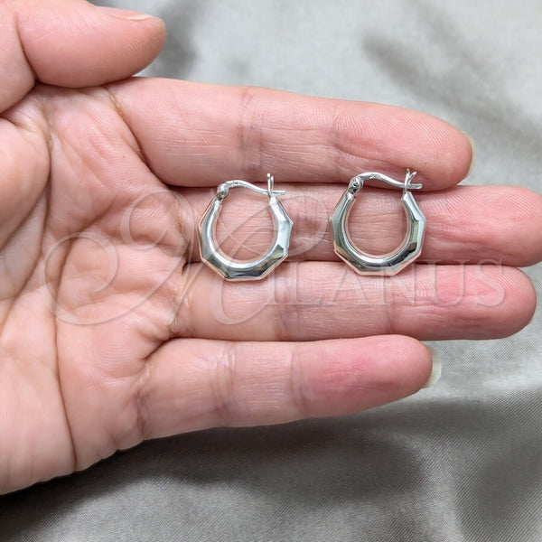 Sterling Silver Hoop Earrings — Small Hoop Chunky and Hollow Design Polished 02. — alternate product view — SKU 158470 | Plata 925 aretes de aro — aro pequeño Chunky and Hollow diseño pulido 02. — SKU 158470