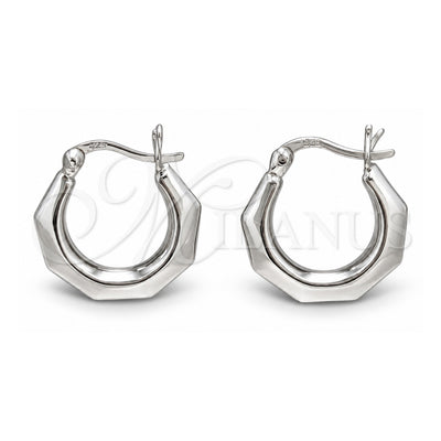 Sterling Silver Small Hoop, Chunky and Hollow Design, Polished, Silver Finish, 02.401.0086.20