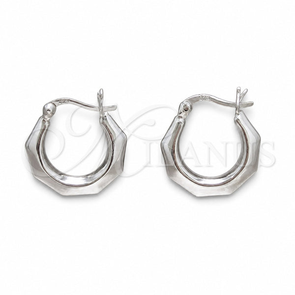 Sterling Silver Small Hoop, Chunky and Hollow Design, Polished, Silver Finish, 02.401.0086.20