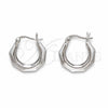 Sterling Silver Small Hoop, Chunky and Hollow Design, Polished, Silver Finish, 02.401.0086.20