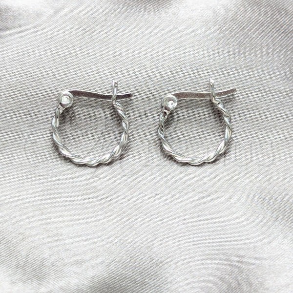 Sterling Silver Small Hoop, Twist Design, Polished, Silver Finish, 02.401.0087.14