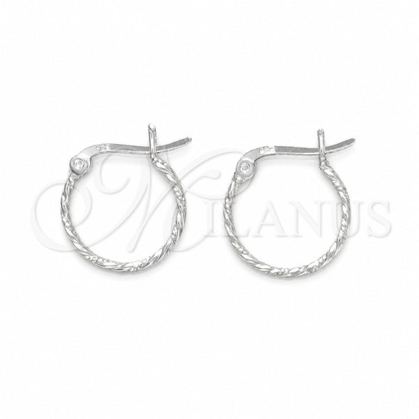 Sterling Silver Small Hoop, Twist Design, Polished, Silver Finish, 02.401.0088.16