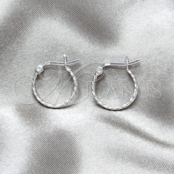 Sterling Silver Hoop Earrings — Small Hoop Twist Design Polished 02. — main product view — SKU 158473 | Plata 925 aretes de aro — aro pequeño Twist diseño pulido 02. — SKU 158473