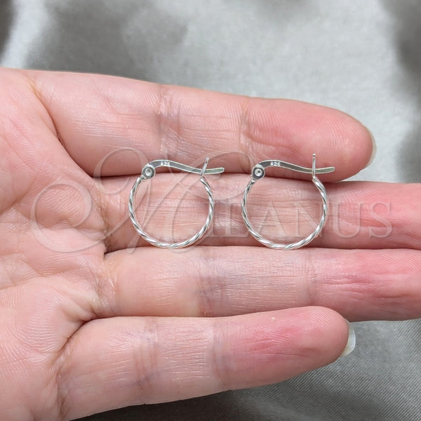 Sterling Silver Hoop Earrings — Small Hoop Twist Design Polished 02. — alternate product view — SKU 158474 | Plata 925 aretes de aro — aro pequeño Twist diseño pulido 02. — SKU 158474