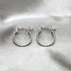 Sterling Silver Hoop Earrings — Small Hoop Twist Design Polished 02. — main product view — SKU 158474 | Plata 925 aretes de aro — aro pequeño Twist diseño pulido 02. — SKU 158474