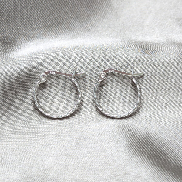Sterling Silver Hoop Earrings — Small Hoop Twist Design Polished 02. — main product view — SKU 158474 | Plata 925 aretes de aro — aro pequeño Twist diseño pulido 02. — SKU 158474