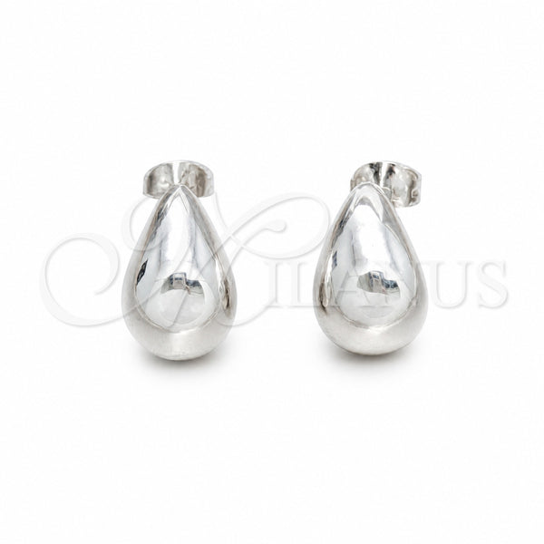 Sterling Silver Stud Earring, Teardrop Design, Polished, Silver Finish, 02.401.0090