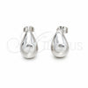 Sterling Silver Stud Earring, Teardrop Design, Polished, Silver Finish, 02.401.0090