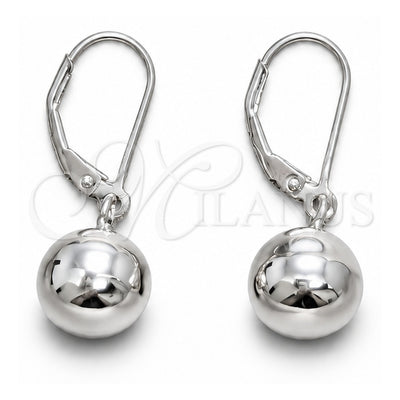 Sterling Silver Dangle Earring, Ball Design, Polished, Silver Finish, 02.401.0091