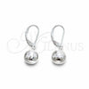 Sterling Silver Dangle Earring, Ball Design, Polished, Silver Finish, 02.401.0091
