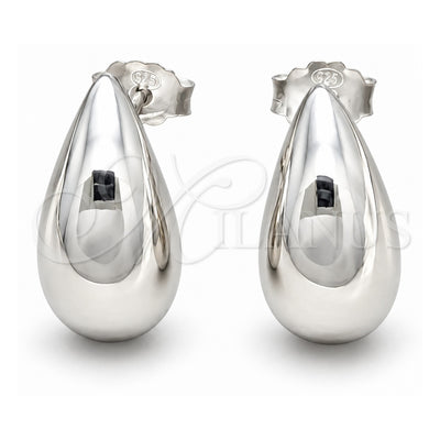 Sterling Silver Stud Earring, Teardrop Design, Polished, Silver Finish, 02.401.0093