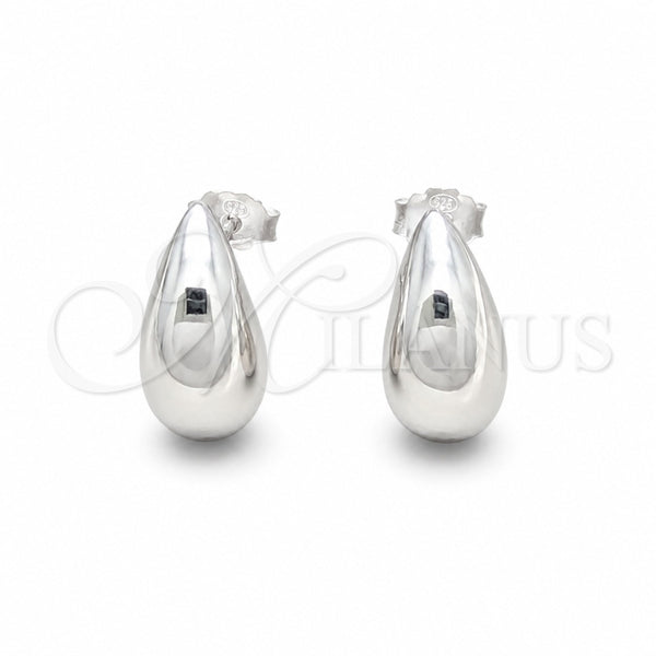 Sterling Silver Stud Earring, Teardrop Design, Polished, Silver Finish, 02.401.0093