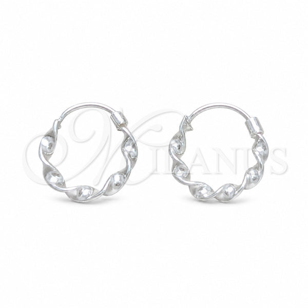 Sterling Silver Small Hoop, Twist Design, Polished, Silver Finish, 02.401.0094.15
