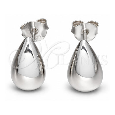 Sterling Silver Stud Earring, Teardrop Design, Polished, Silver Finish, 02.401.0095