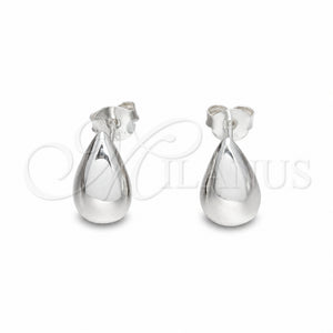 Sterling Silver Stud Earring, Teardrop Design, Polished, Silver Finish, 02.401.0095