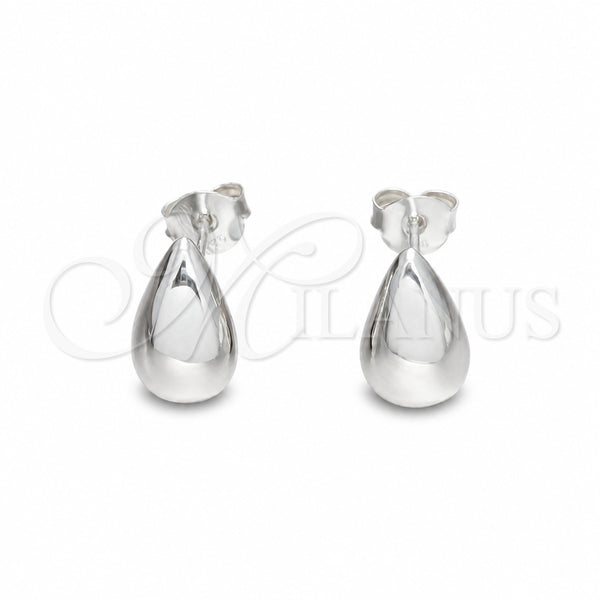 Sterling Silver Stud Earring, Teardrop Design, Polished, Silver Finish, 02.401.0095