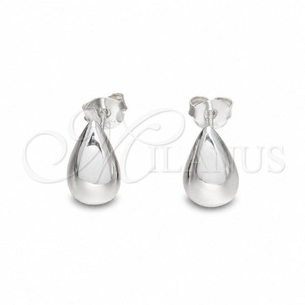 Sterling Silver Stud Earring, Teardrop Design, Polished, Silver Finish, 02.401.0095