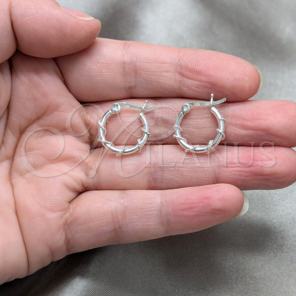 Sterling Silver Hoop Earrings — Small Hoop Twist Design Polished 02. — alternate product view — SKU 158481 | Plata 925 aretes de aro — aro pequeño Twist diseño pulido 02. — SKU 158481