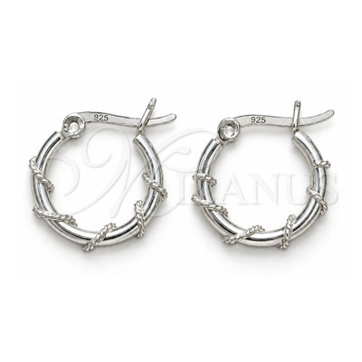 Sterling Silver Small Hoop, Twist Design, Polished, Silver Finish, 02.401.0096.16
