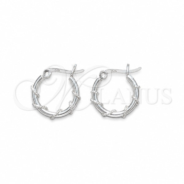 Sterling Silver Small Hoop, Twist Design, Polished, Silver Finish, 02.401.0096.16