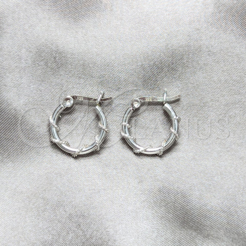 Sterling Silver Small Hoop, Twist Design, Polished, Silver Finish, 02.401.0096.16