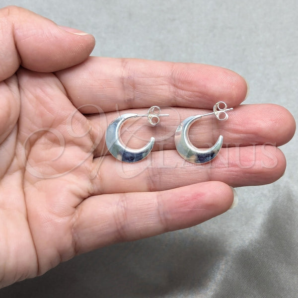 Sterling Silver Ring — Stud Earring Hollow and Chunky Design Polished 02. — alternate product view — SKU 158482 | Plata 925 anillo — Stud Earring Hollow and Chunky diseño pulido 02. — SKU 158482