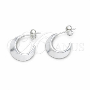 Sterling Silver Stud Earring, Hollow and Chunky Design, Polished, Silver Finish, 02.401.0097