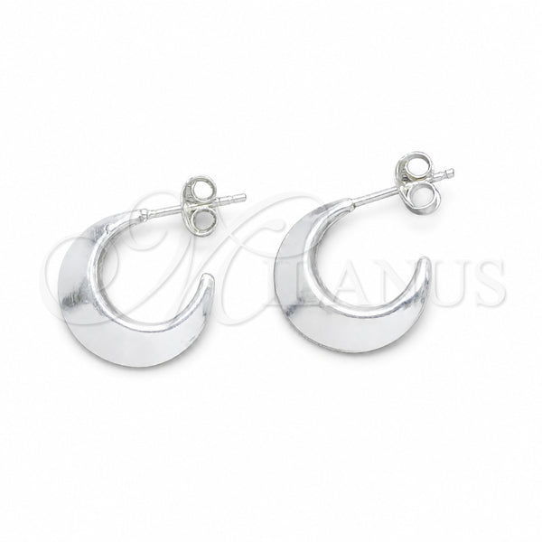 Sterling Silver Stud Earring, Hollow and Chunky Design, Polished, Silver Finish, 02.401.0097