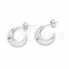 Sterling Silver Stud Earring, Hollow and Chunky Design, Polished, Silver Finish, 02.401.0097