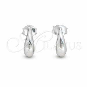Sterling Silver Stud Earring, Teardrop Design, Polished, Silver Finish, 02.401.0100