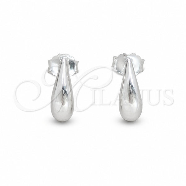 Sterling Silver Stud Earring, Teardrop Design, Polished, Silver Finish, 02.401.0100