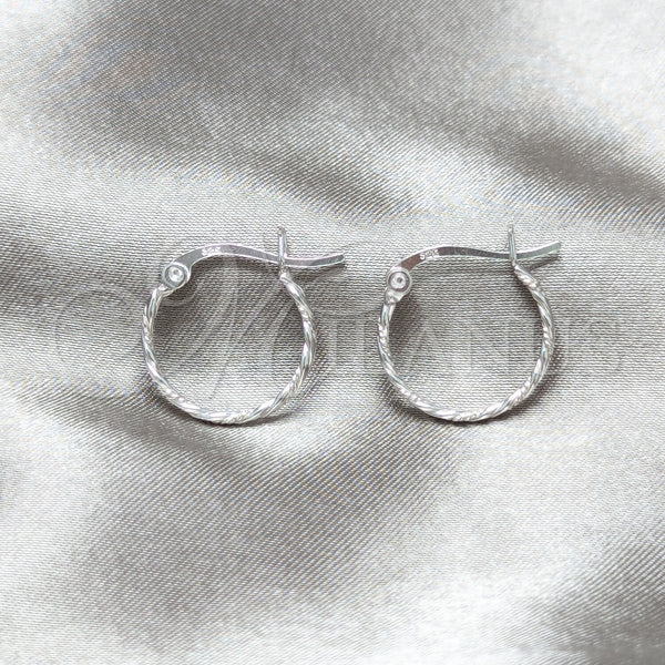 Sterling Silver Hoop Earrings — Small Hoop Twist Design Polished 02. — main product view — SKU 158486 | Plata 925 aretes de aro — aro pequeño Twist diseño pulido 02. — SKU 158486