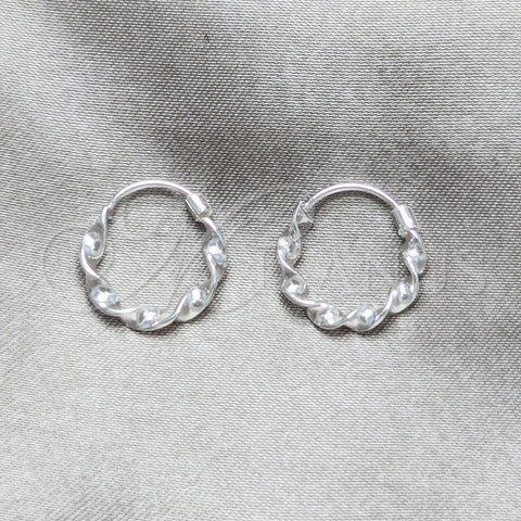 Sterling Silver Small Hoop, Twist Design, Polished, Silver Finish, 02.401.0102.12