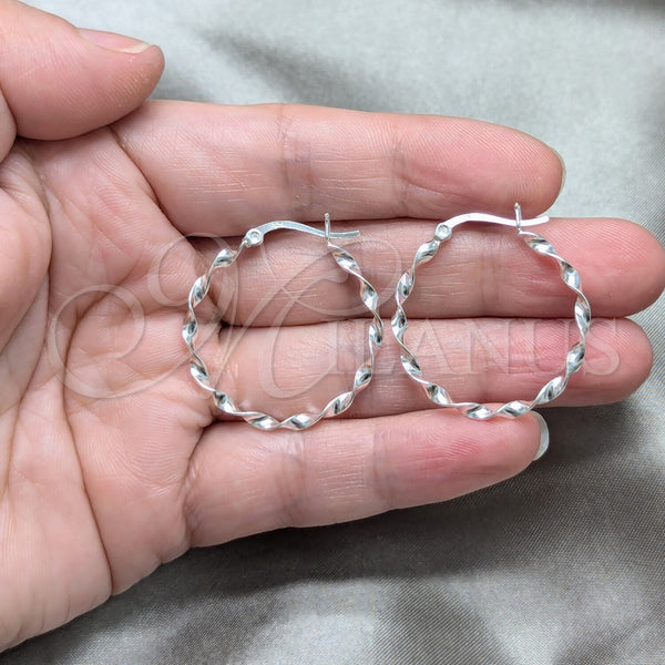 Sterling Silver Hoop Earrings — Medium Hoop Twist Design Polished 02. — alternate product view — SKU 158490 | Plata 925 aretes de aro — Medium Hoop Twist diseño pulido 02. — SKU 158490