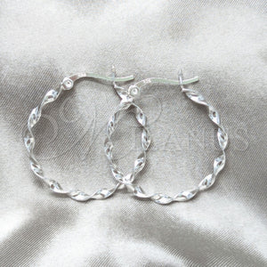 Sterling Silver Hoop Earrings — Medium Hoop Twist Design Polished 02. — main product view — SKU 158490 | Plata 925 aretes de aro — Medium Hoop Twist diseño pulido 02. — SKU 158490