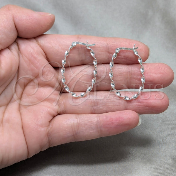 Sterling Silver Hoop Earrings — Medium Hoop Twist Design Polished 02. — alternate product view — SKU 158491 | Plata 925 aretes de aro — Medium Hoop Twist diseño pulido 02. — SKU 158491