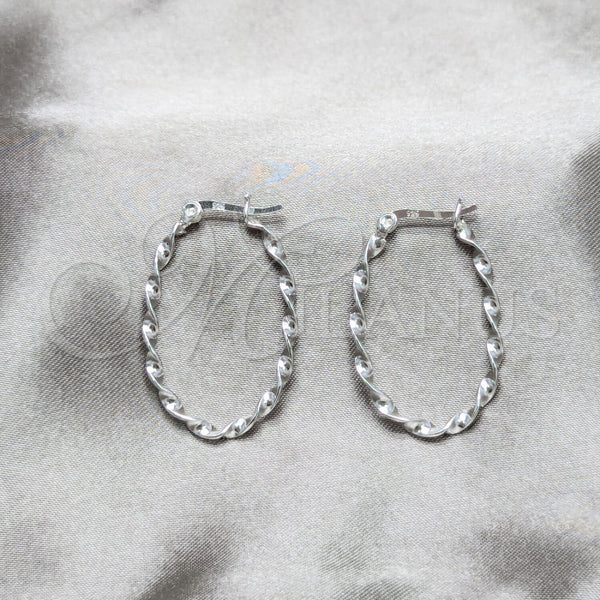 Sterling Silver Hoop Earrings — Medium Hoop Twist Design Polished 02. — main product view — SKU 158491 | Plata 925 aretes de aro — Medium Hoop Twist diseño pulido 02. — SKU 158491