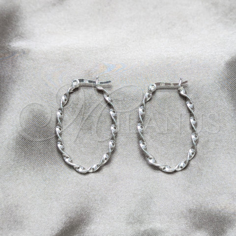 Sterling Silver Medium Hoop, Twist Design, Polished, Silver Finish, 02.401.0106.33