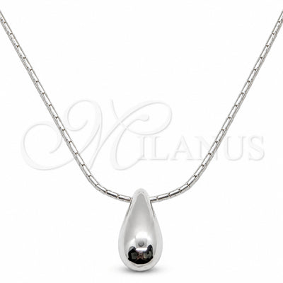 Sterling Silver Pendant Necklace, Teardrop Design, Polished, Silver Finish, 04.401.0026.18 (01 MM Thickness, 18 for wholesale, main product view