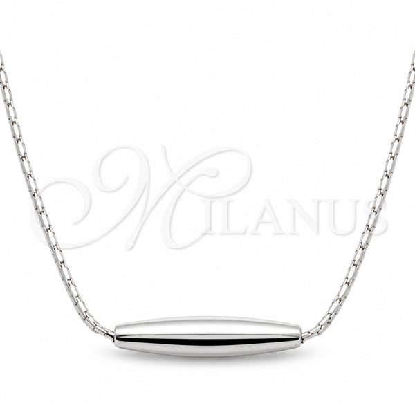Sterling Silver Pendant Necklace, Chunky Design, Polished, Silver Finish, 04.401.0027.18 (01 MM Thickness, 18 Inches Length)