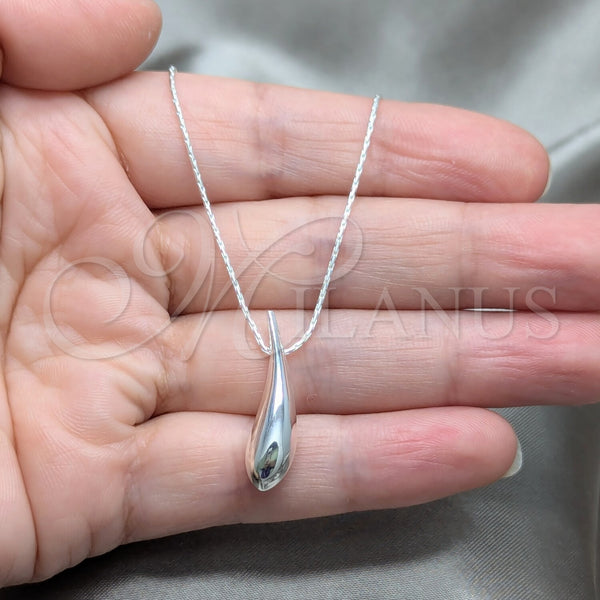 Sterling Silver Necklace — Pendant Necklace Teardrop Design Polished 04. 01 MM — alternate product view — SKU 158494 | Plata 925 collar — Pendant Necklace Teardrop diseño pulido 04. 01 MM — SKU 158494