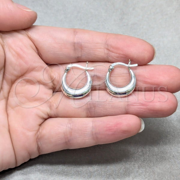 Sterling Silver Hoop Earrings — Small Hoop Chunky Design Polished 02. — alternate product view — SKU 158501 | Plata 925 aretes de aro — aro pequeño Chunky diseño pulido 02. — SKU 158501