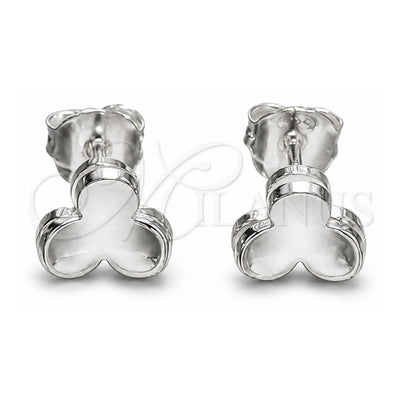 Sterling Silver Stud Earring, Flower Design, Polished, Silver Finish, 02.401.0108