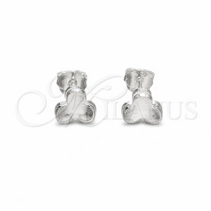 Sterling Silver Stud Earring, Flower Design, Polished, Silver Finish, 02.401.0108