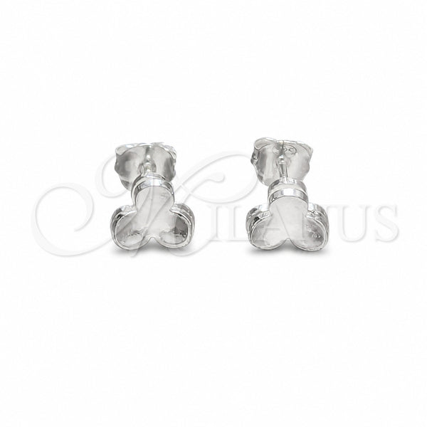 Sterling Silver Stud Earring, Flower Design, Polished, Silver Finish, 02.401.0108