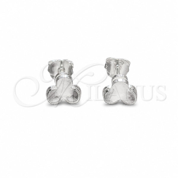 Sterling Silver Stud Earring, Flower Design, Polished, Silver Finish, 02.401.0108