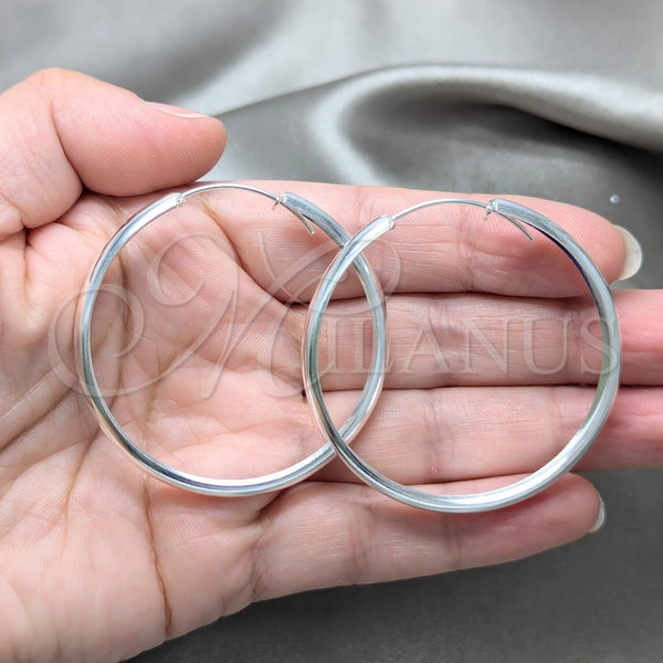 Sterling Silver Hoop Earrings — Large Hoop Polished 02. — alternate product view — SKU 158507 | Plata 925 aretes de aro — Large Hoop pulido 02. — SKU 158507