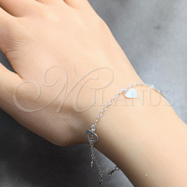 Sterling Silver Bracelet — Charm Bracelet Heart Design Polished 03. 03 MM — alternate product view — SKU 158508 | Plata 925 brazalete — Charm Bracelet corazón diseño pulido 03. 03 MM — SKU 158508